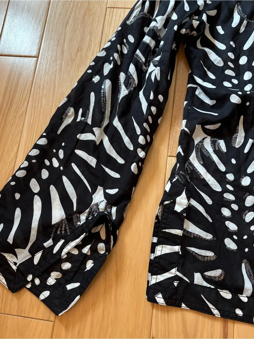 Tory Burch Black White Patterned Sequin Embellished Cotton Swim Coverup